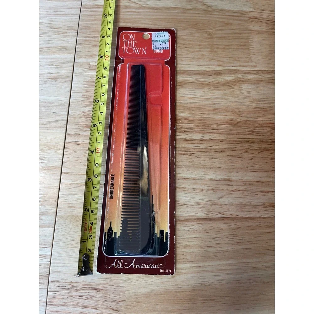 VTG On The Town All American Unbreakable Black Hair Barber Comb 3174 Unbreakable